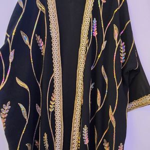 خرید انلاین عبا گل گندمی جلو باز نورا