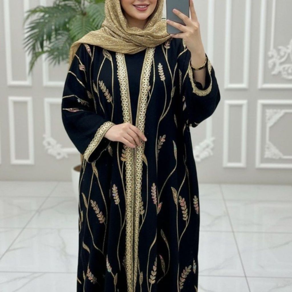 قیمت عبا گل گندمی جلو باز نورا