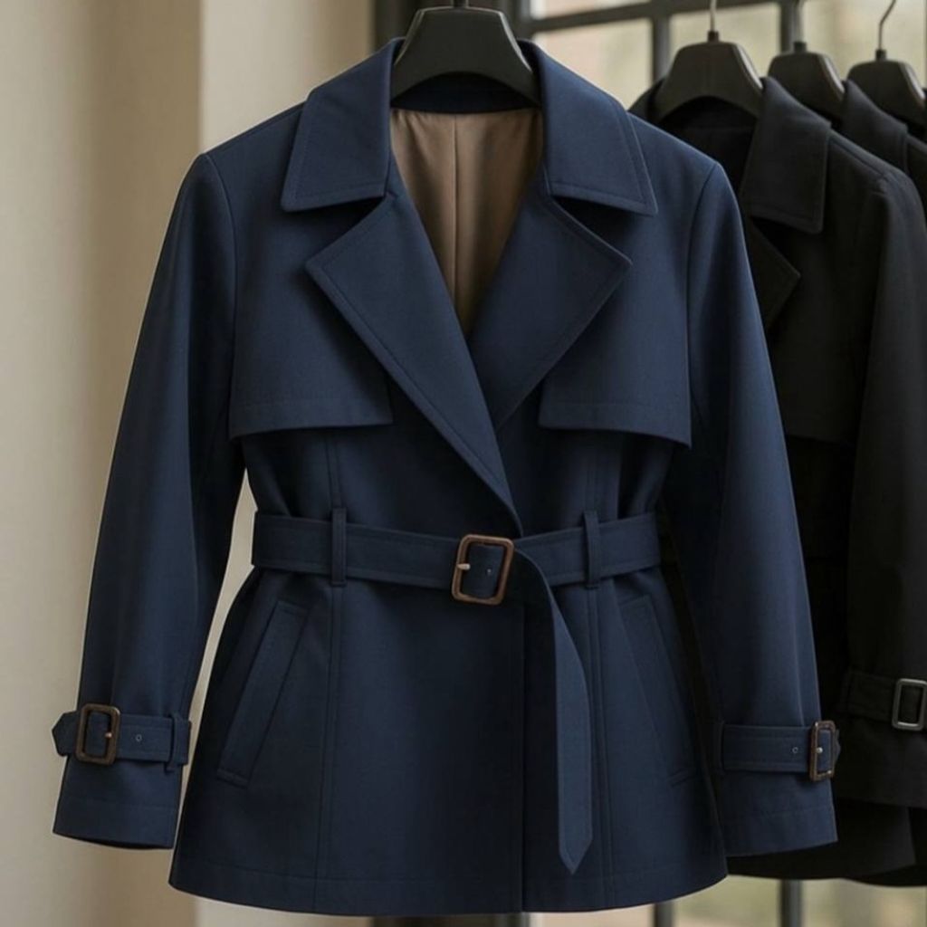 مشخصات کت بارانی کتان زنانه کوتاه انجلا