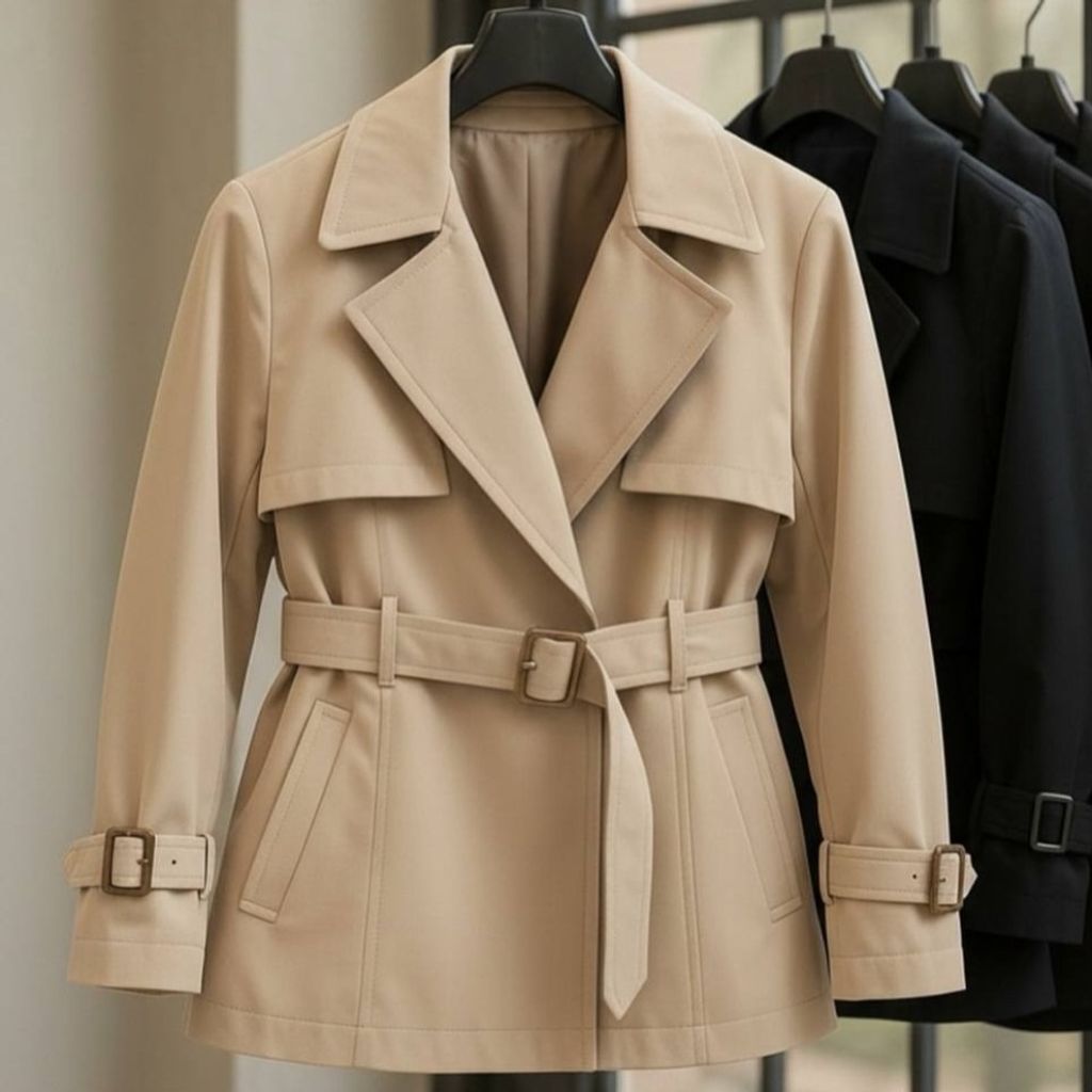 قیمت ارزان کت بارانی کتان زنانه کوتاه انجلا