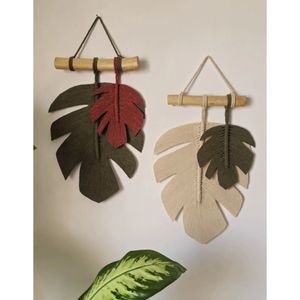 دکوری دو برگ انجیری مکرومه مدل خیزران