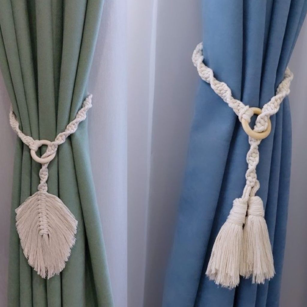 قیمت ست دوعددی هولدر پرده مکرومه برگ و منگوله