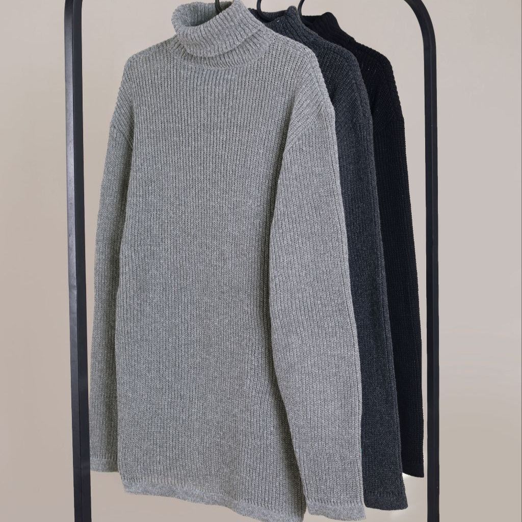 قیمت ارزان بافت مردانه طرح یقه اسکی درشت بافت