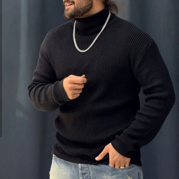 بافت مردانه طرح یقه اسکی درشت بافت