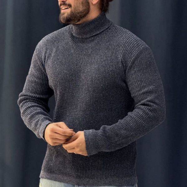 بافت مردانه طرح یقه اسکی درشت بافت