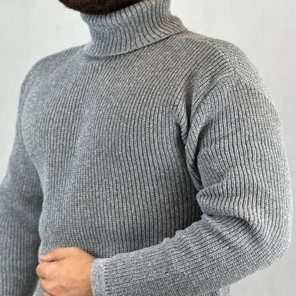 قیمت ارزان بافت مردانه طرح یقه اسکی درشت بافت