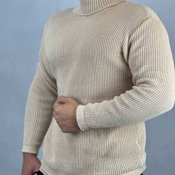 بافت مردانه طرح یقه اسکی درشت بافت