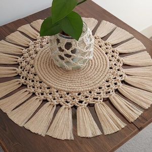 رومیزی گرد مکرومه ارسال رایگان ابعاد دلخواه