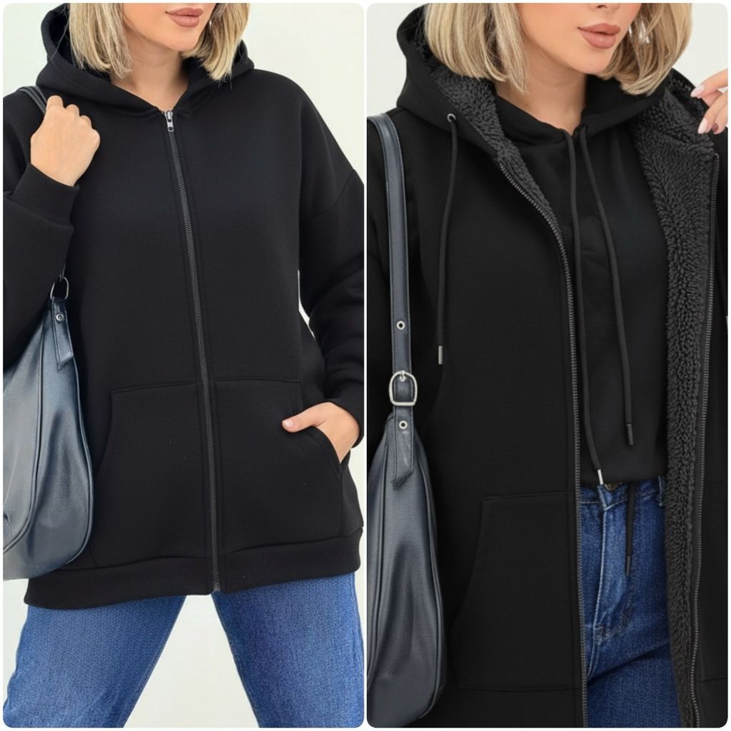 خرید آنلاین سوییشرت تو کرکی جلو زیپ