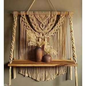 شلف مکرومه چوبی هنری طرح اهو