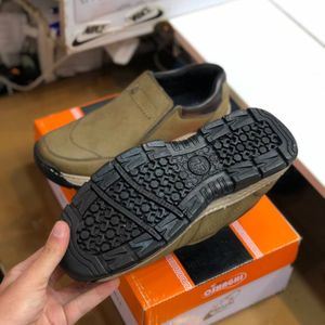 خرید انلاین کفش طبی چرم مردانه  بی بند مدل اروند زیتونی