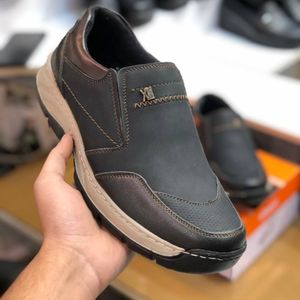 فروش اینترنتی کفش طبی چرم مردانه  بی بند مدل اروند مشکی