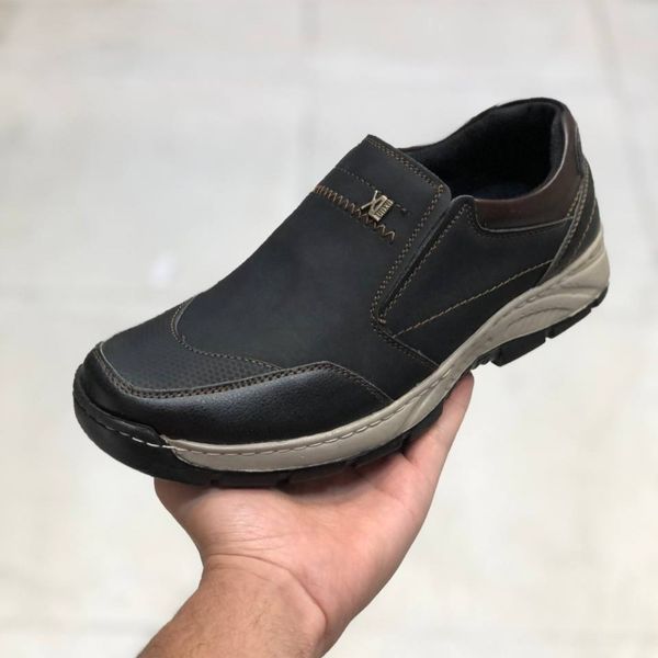 کفش طبی چرم مردانه  بی بند مدل اروند مشکی