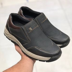 خرید آنلاین کفش طبی چرم مردانه  بی بند مدل اروند مشکی