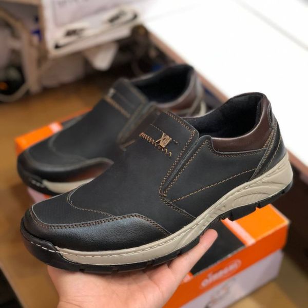 کفش طبی چرم مردانه  بی بند مدل اروند مشکی