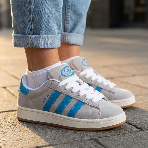 کتونی آدیداس کامپوس طوسی آبی کیفیت بالا Adidas Campus