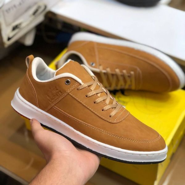 کفش چرم مردانه لاگوست رنگ عسلی دور دوخت