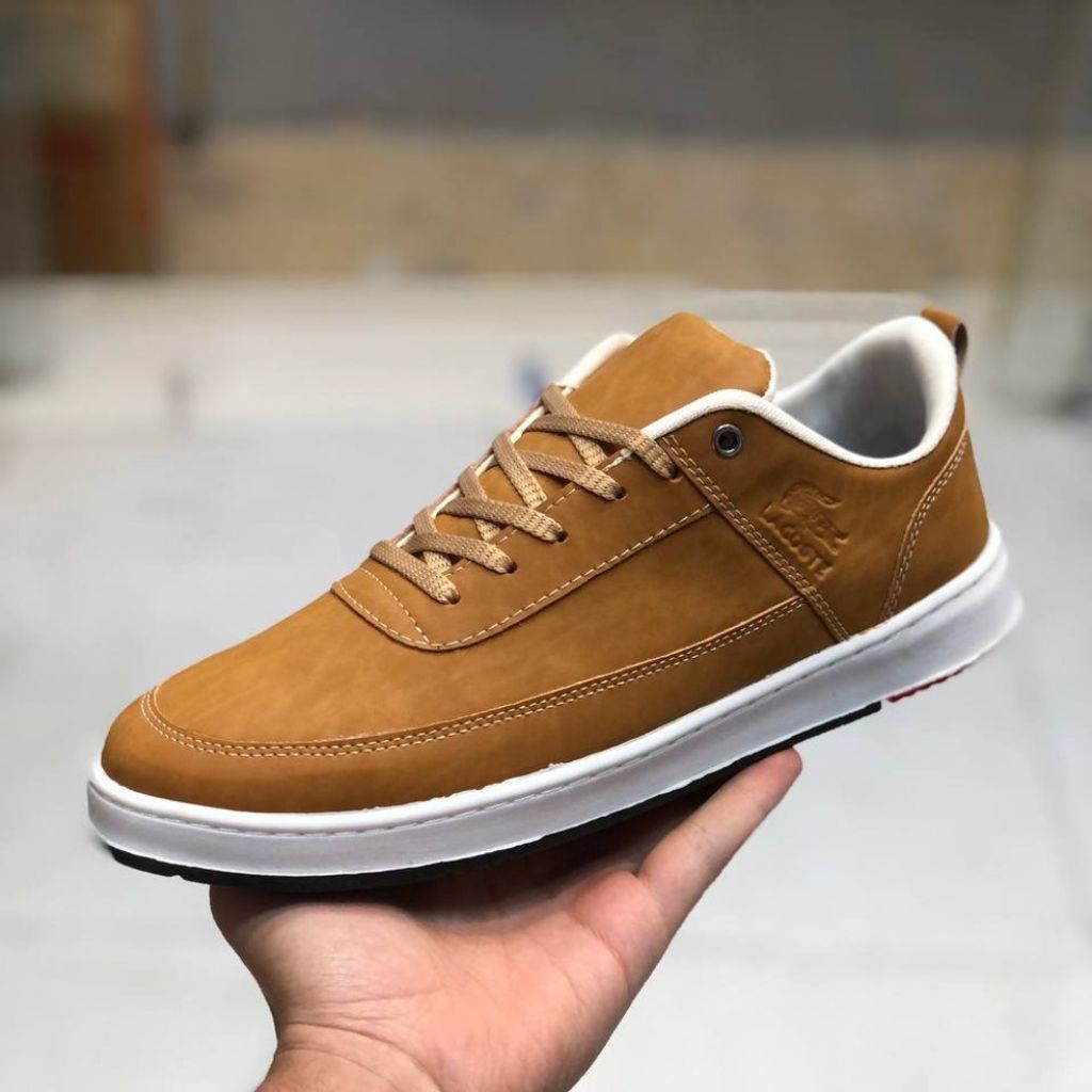 قیمت کفش چرم مردانه لاگوست رنگ عسلی دور دوخت