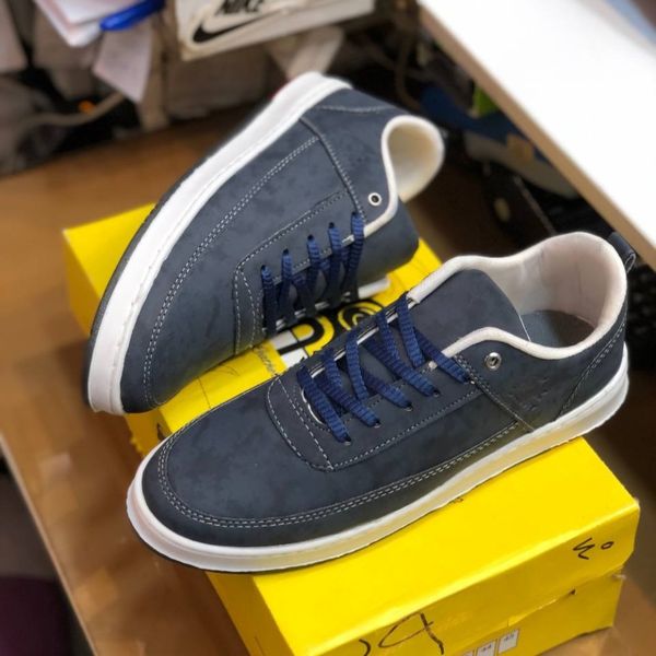 کفش چرم مردانه لاگوست سورمه ای دور دوخت