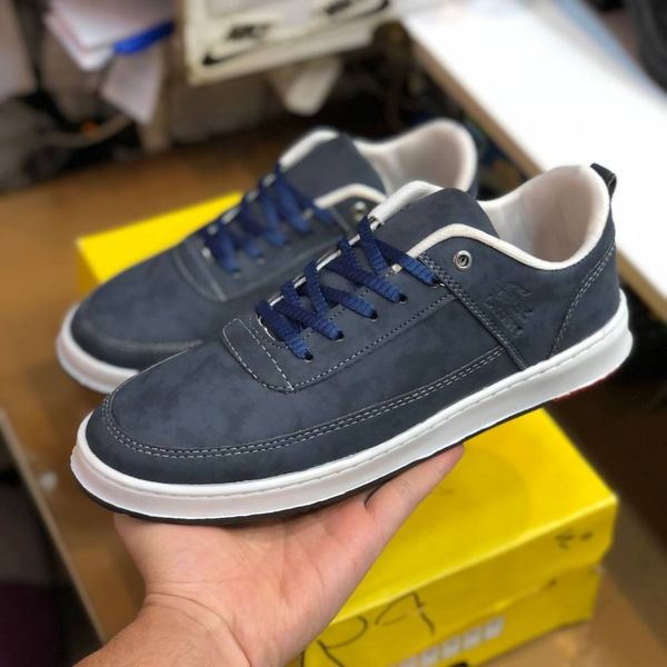 کفش چرم مردانه لاگوست سورمه ای دور دوخت