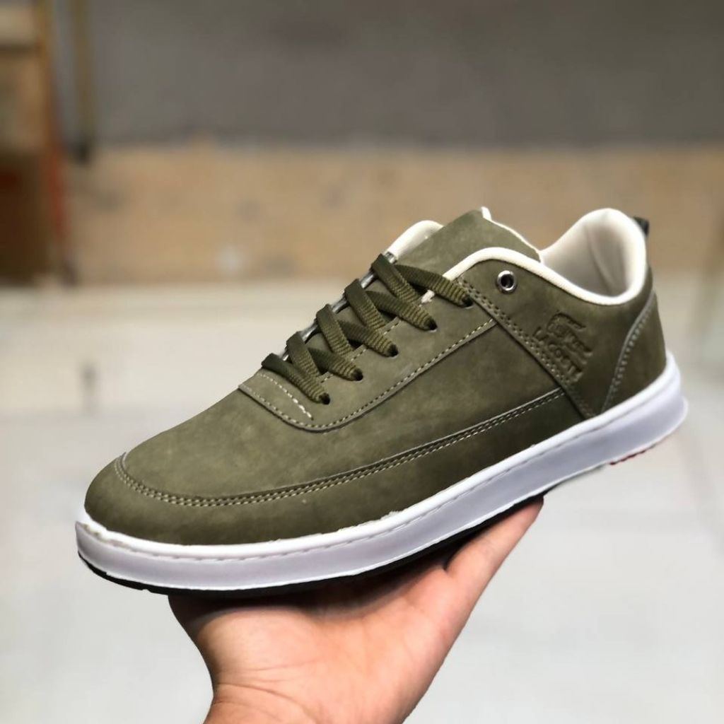 خرید آنلاین کفش چرم مردانه لاگوست زیتونی دور دوخت