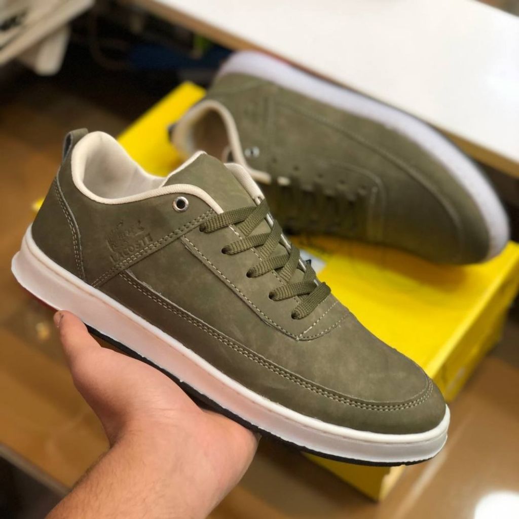 فروش اینترنتی کفش چرم مردانه لاگوست زیتونی دور دوخت