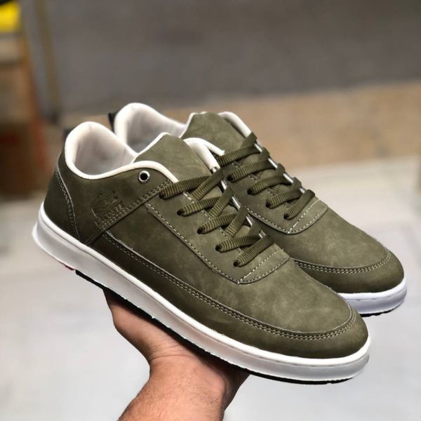 کفش چرم مردانه لاگوست زیتونی دور دوخت