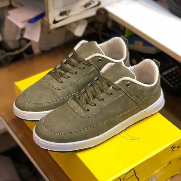 کفش چرم مردانه لاگوست زیتونی دور دوخت