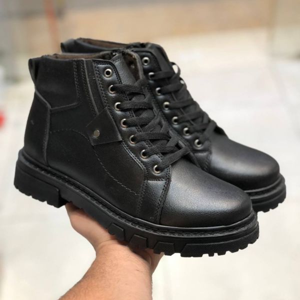 کفش نیم بوت چرم مردانه مدل لیون مشکی