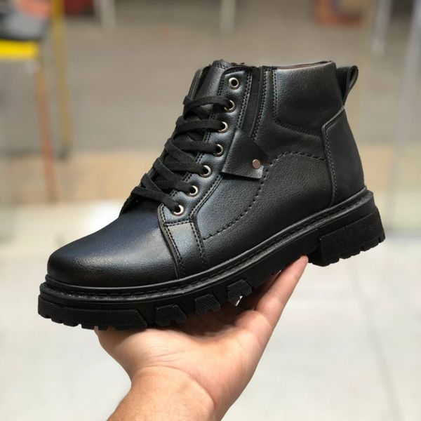 کفش نیم بوت چرم مردانه مدل لیون مشکی