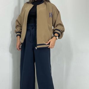 ست دوتیکه کتان مخملی ترک( بامبر جکت،شلوار)