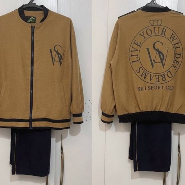 ست دوتیکه کتان مخملی ترک( بامبر جکت،شلوار)