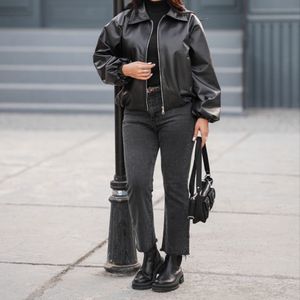 قیمت ارزان بامبر جکت چرم گرم بالا( آستر دار)