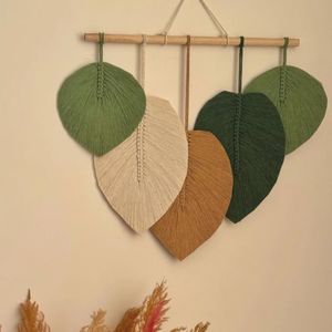 دیوارکوب برگ پاییزی مکرومه بافی کادویی