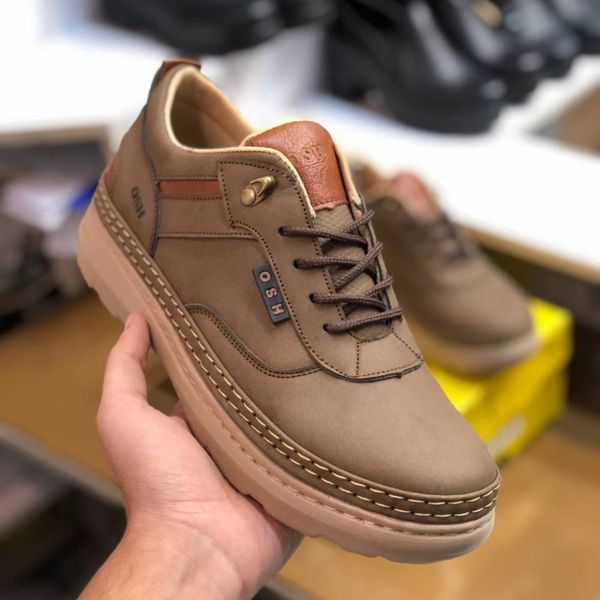 کفش چرم اسپرت مردانه مدل فراز رنگ قهوه ای