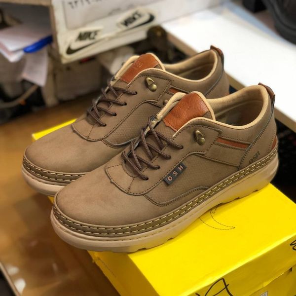 کفش چرم اسپرت مردانه مدل فراز رنگ قهوه ای