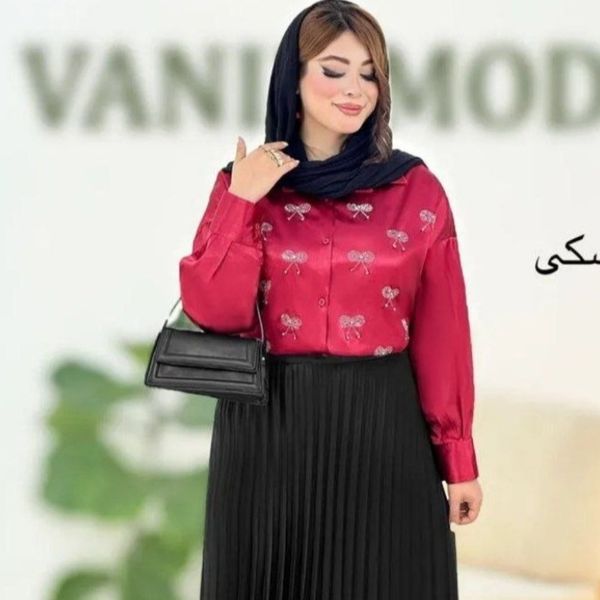 شومیز مجلسی پاپیون نگین کاری