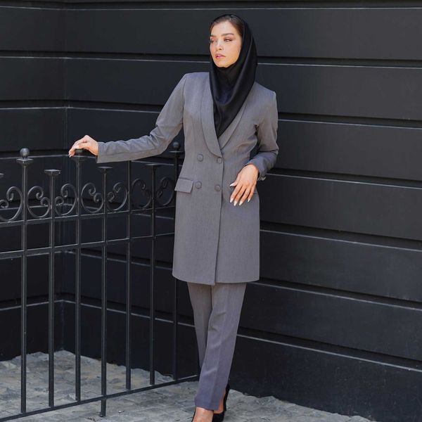 مانتو شلوار اداری شاهین دوخت مدل یقه آرشال فیونا کد 4060