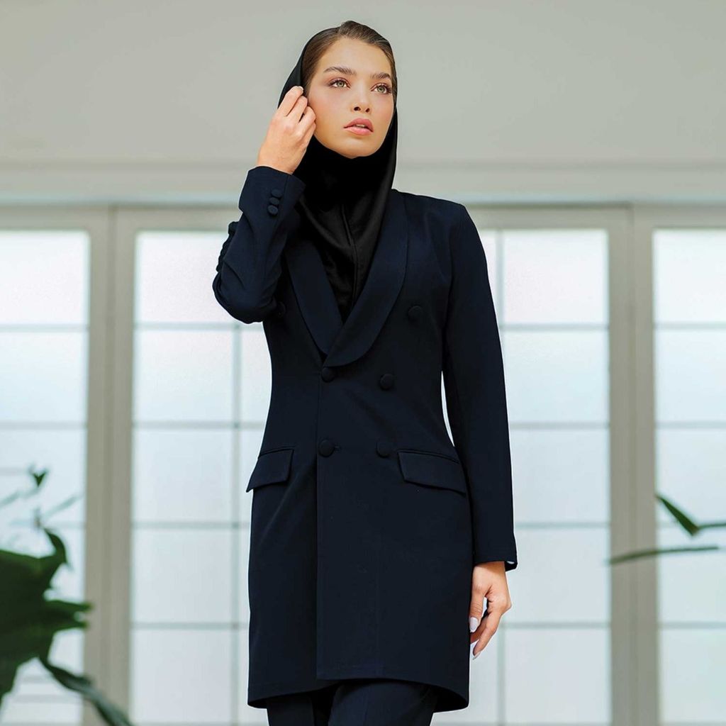 قیمت مانتو شلوار اداری شاهین دوخت مدل یقه آرشال فیونا کد 4060