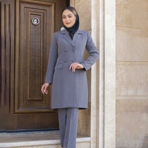 مانتو شلوار اداری شاهین دوخت مدل چهار دکمه پارچه‌ای کد 4012