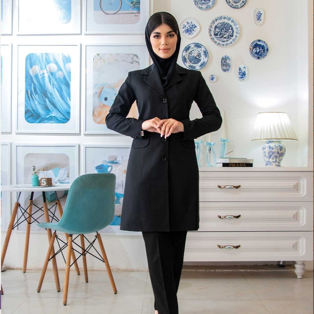 خرید اینترنتی مانتو شلوار اداری شاهین دوخت مدل سه جیب فیونا کد 4027