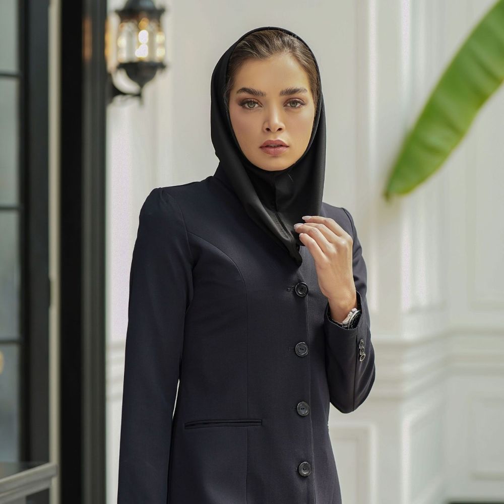 خرید انلاین مانتو شلوار اداری شاهین دوخت مدل یقه ایستاده کد 9099