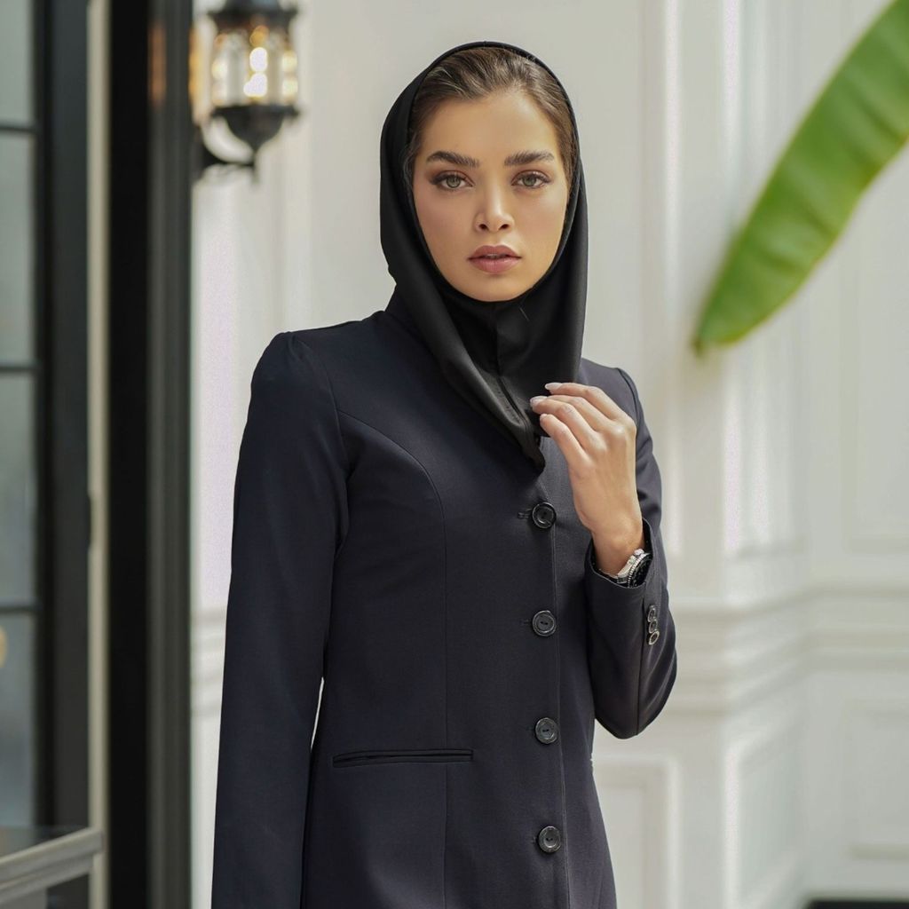 خرید اینترنتی مانتو شلوار اداری شاهین دوخت مدل یقه ایستاده کد 9099