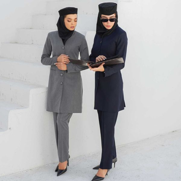 مانتو شلوار اداری شاهین دوخت مدل یقه ایستاده کد 9099