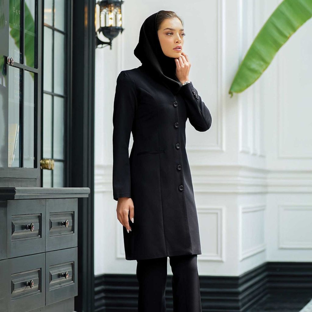 خرید انلاین مانتو شلوار اداری شاهین دوخت مدل یقه ایستاده کد 9099