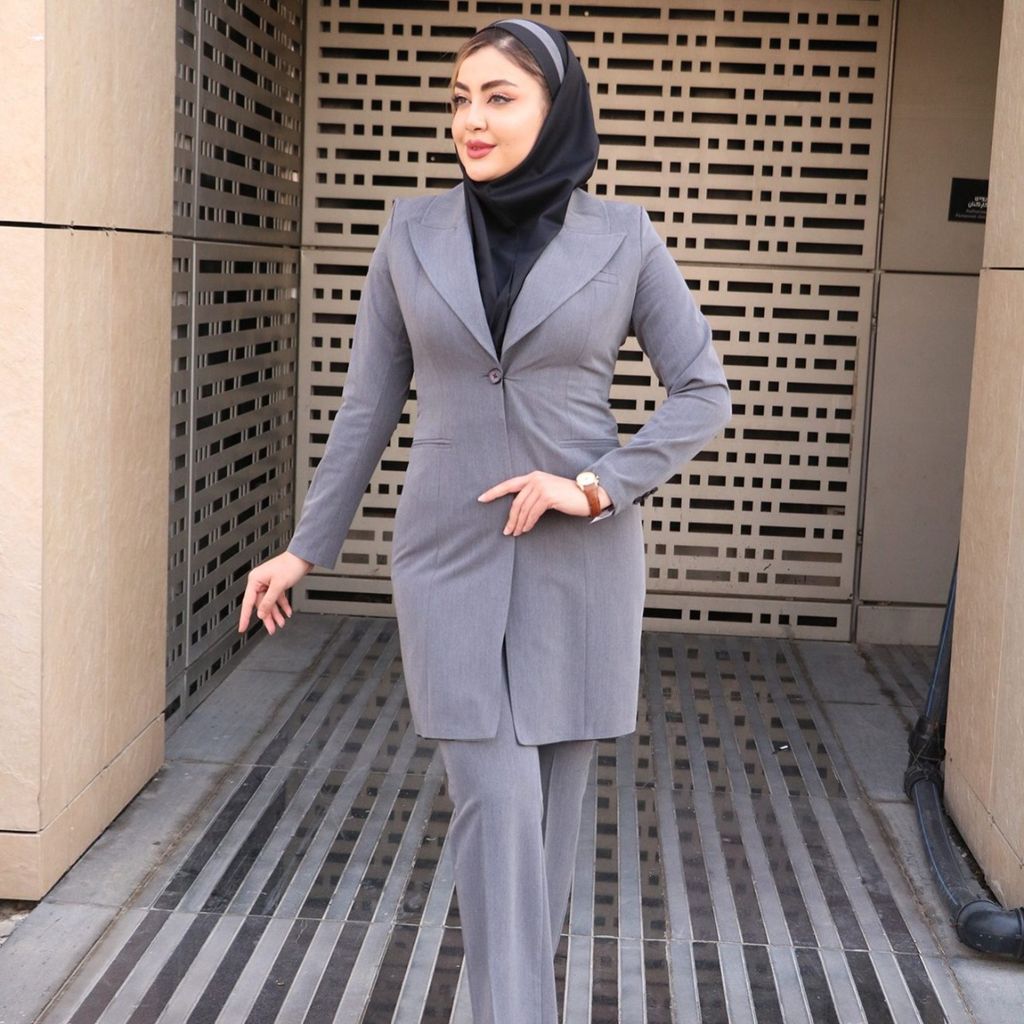 قیمت مانتو شلوار اداری شاهین دوخت مدل تک دکمه کد 4040