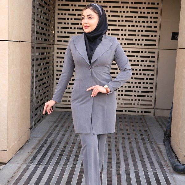 مانتو شلوار اداری شاهین دوخت مدل تک دکمه کد 4040