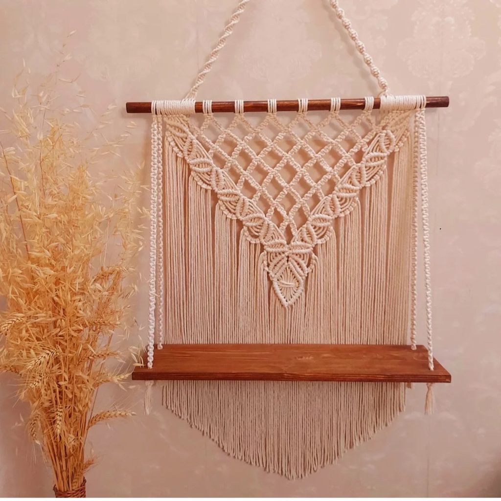 قیمت ارزان شلف چوبی کادویی‌مکرومه ارت بیوتی