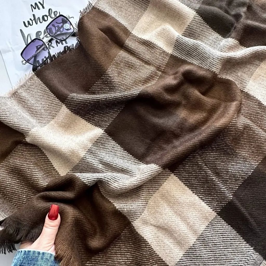 خرید انلاین شال موهر چهارخونه زمستانه