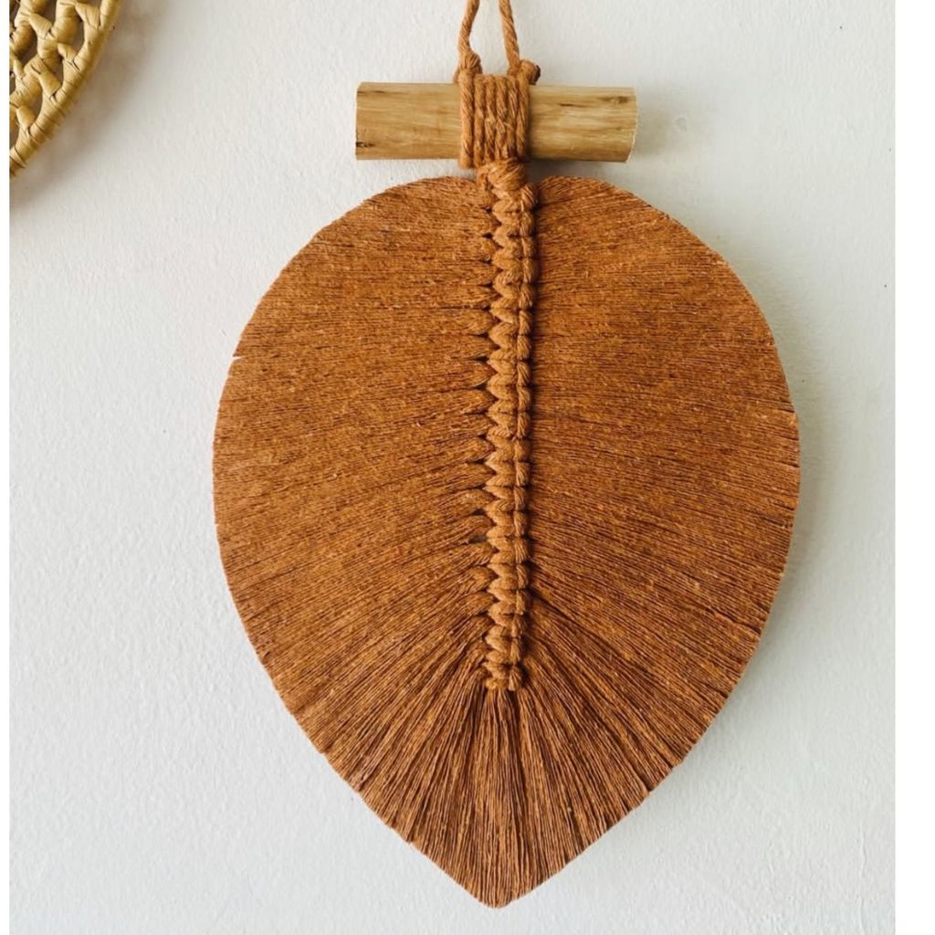 قیمت دیوارکوب تک برگ مکرومه بافی طرح قهوه